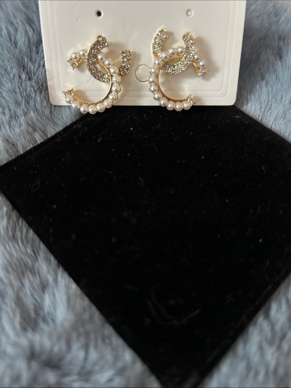 Gold Pearl & Crystal Hoop Earrings - Women Jewelry